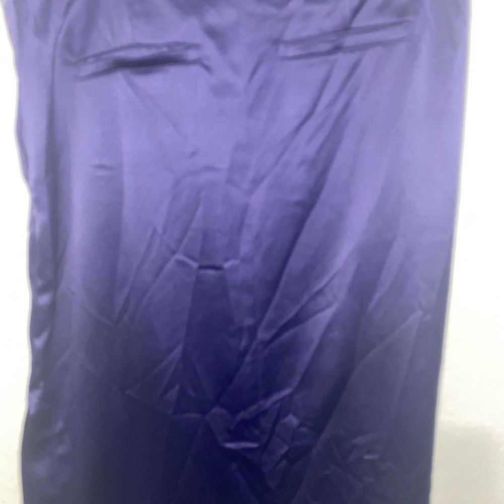 Anthropologie Sateen Trouser Dark Academia Preppy Purple Maxi Skirt High Slit 10 - Picture 10 of 12